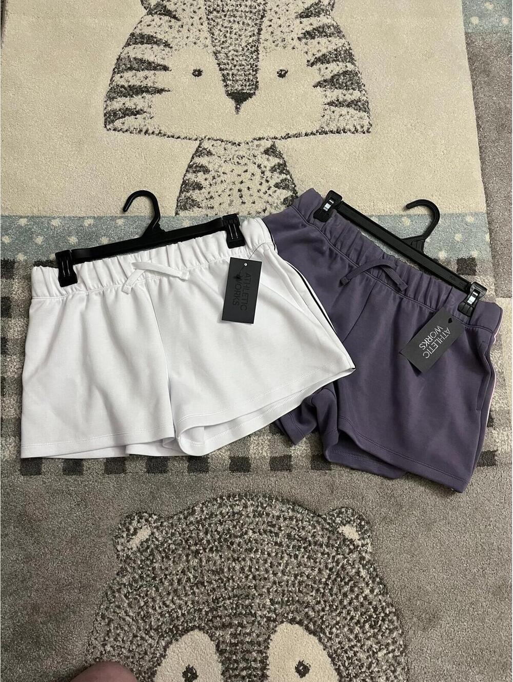 Girls XL 14-16 Athletic Works Athletic Shorts Bundle NWT White Purple Activewear